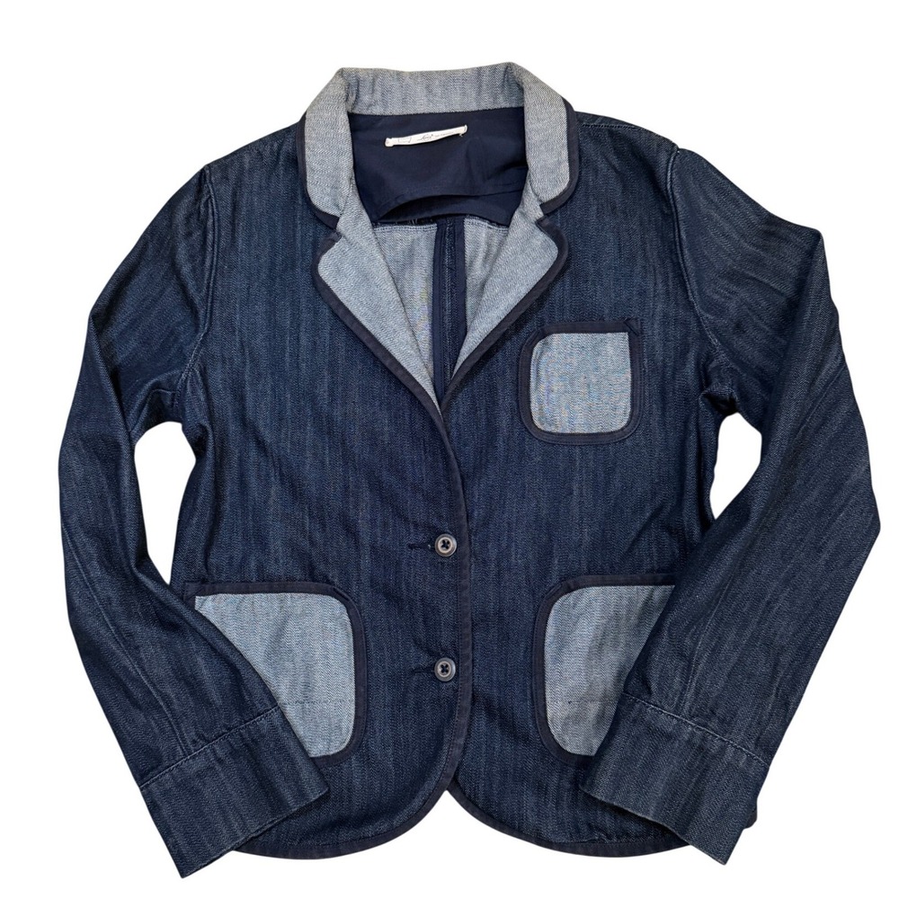 Vintage Y2K Levis San Francisco Denim Blazer Womens M Dark Wash Patch Pocket - Picture 13 of 14